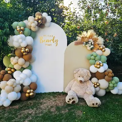 Baby shower pastel decoration setup