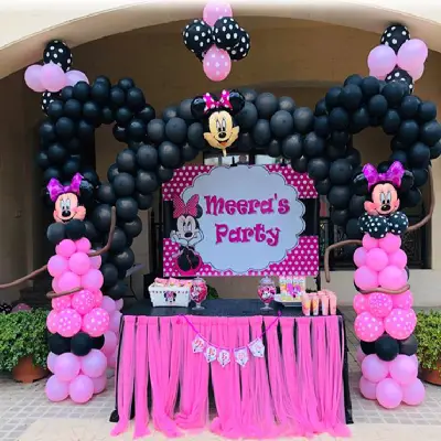 Colourful balloon backdrop for a birthday party decoration